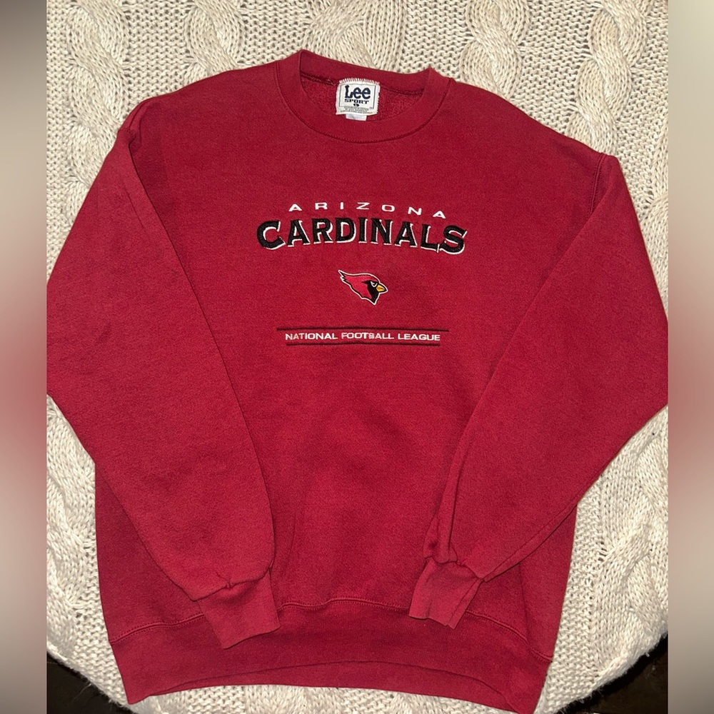 Lee Sport Vintage mens Red Arizona Cardinals Crewneck Sweater